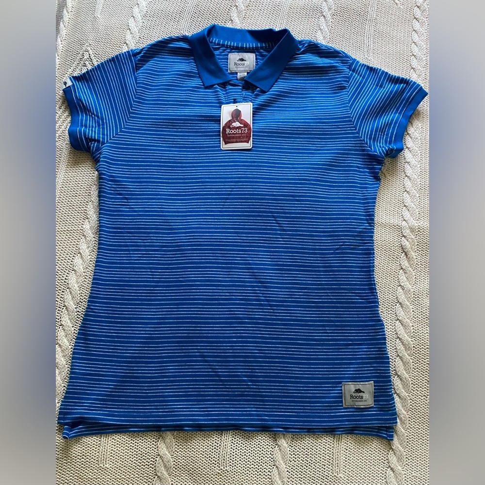 Ladies Roots73 Twinlakes Baltic Blue Polo NWT! XL